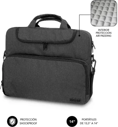 SUBBLIM Maletín Ordenador Air Padding Laptop bag 13,3-14" Gris Oscuro