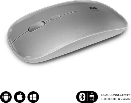 SUBBLIM Ratón Óptico Inalámbrico 2.4G y Bluetooth Dual Flat Mouse Recargable Plateado