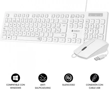 Teclado y Ratón Subblim Combo Business Slim Silencioso/ Blanco