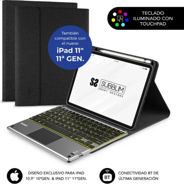 FUNDA TABLET IPAD PRO 10.9''/11'' 10Gen/11a Gen 2025 CON TECLADO  NEGRO SUBBLIM
