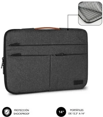 Funda Subblim Air Padding 360 Sleeve para Portátiles hasta 14"/ Gris Oscuro