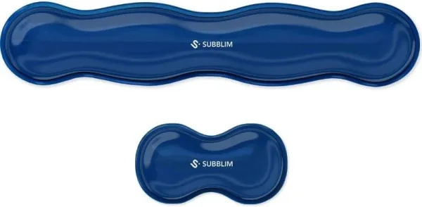 Kit Alfombrilla Teclado + Raton Wrist Rest Azul Oscuro Subblim