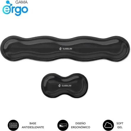 Kit Alfombrilla Teclado + Raton Wrist Rest Negro Subblim