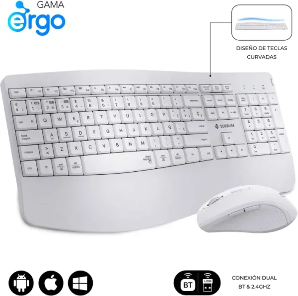 Teclado y Ratón Inalámbrico Subblim Combo Dual Office Prowave/ Blanco