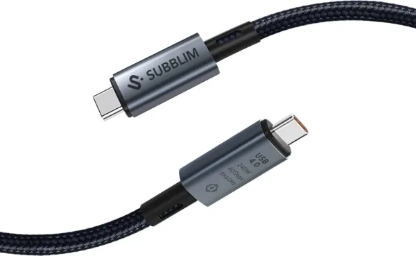 Cable USB 4.0 Tipo-C Subblim Cable High/ USB Tipo-C Macho - USB Tipo-C Macho/ Hasta 240W/ 40Gbps 1.5m/ Negro