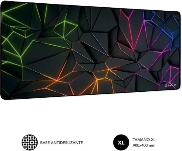 SUBBLIM Neon Obsidian XL Alfombrilla de ratón para juegos Negro, Multicolor