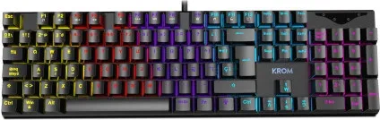 Krom Teclado Gaming Kasic. Mecanico. Teclas Retroiluminadas Rainbow. USB