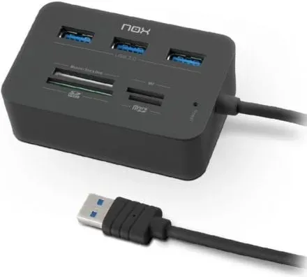 Hub USB 3.0 Nox Reader One/ 3xUSB/ 1x Lector de Tarjetas