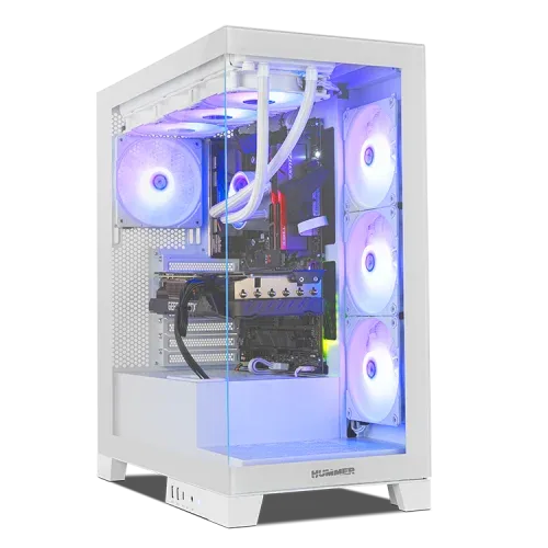 Caja Nox Hummer Glock Semitorre Atx Frameless Blanco
