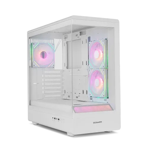 Caja Nox Semitorre Frameless Hummer Signal ARGB Blanca USB Type C