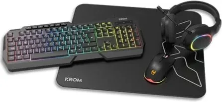 Pack Gaming Krom Kenta/ Teclado RGB + Ratón + Alfombrilla + Auriculares