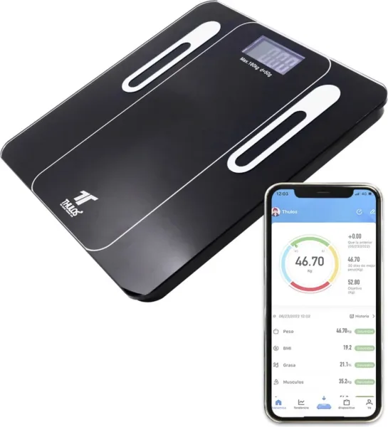 Bascula de baño thulos th - bd121 carga maxima 180kg - app para ios y android