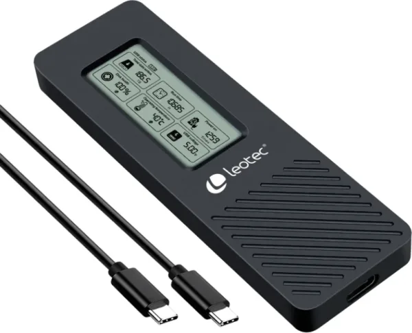 Caja Externa para Disco SSD M.2 NVMe Leotec LEM2EXT01/ USB 3.2/ con Pantalla LCD