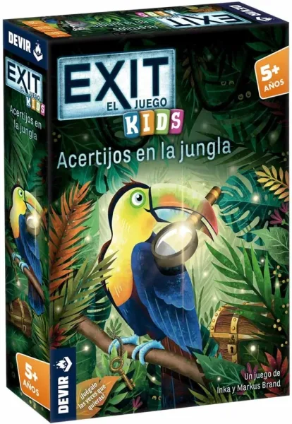 Juego de mesa devir exit kids acertijos en la jungla