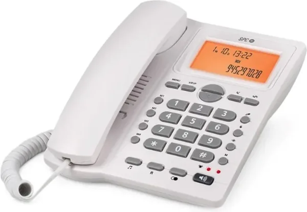 Telefono fijo spc office id 2 blanco mute - 24 melodias - tecla r - 4 memorias directas