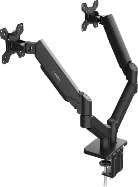 Soporte 2 monitores coolbox hasta 32 pulgadas abrazadera articulado