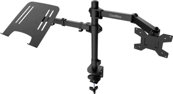 Soporte monitor hasta 32 pulgadas y portatil hasta 17 pulgadas coolbox abrazadera articulado