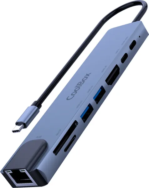 Minidock coolbox c81 aluminio USB - c a HDMI 4K - 2xusb - a - pd 100w - USB - c - SD - microSD - rj45