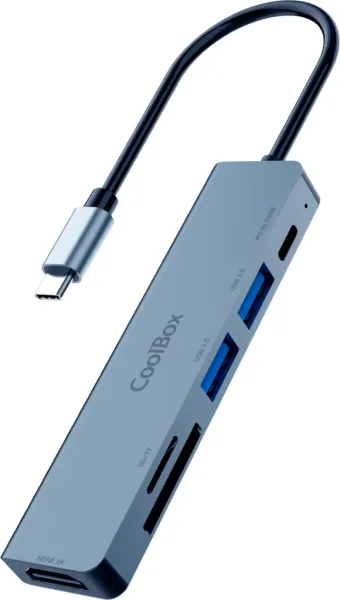 Minidock coolbox c61 aluminio USB - c a HDMI 4K - 2xusb - a - USB - c pd - SD - microSD pc - mac - consolas