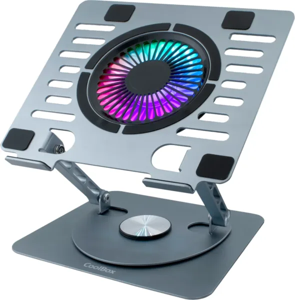 Soporte - base refrigeracion para portatil coolbox coolair 1vrgb ajustable haste 17 pulgadas gris plata