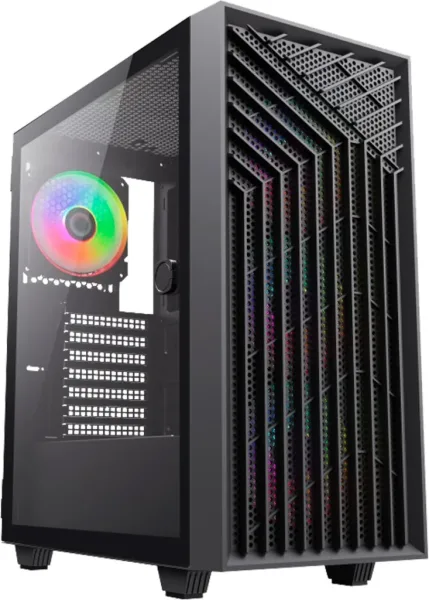 Caja ordenador gaming coolbox ga300 grid line atx ARGB cristal templado negro