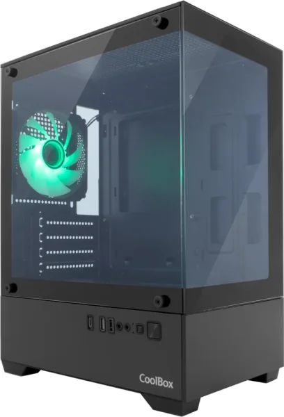 Caja ordenador gaming coolbox gm200 vision lite matx ARGB cristal templado negra