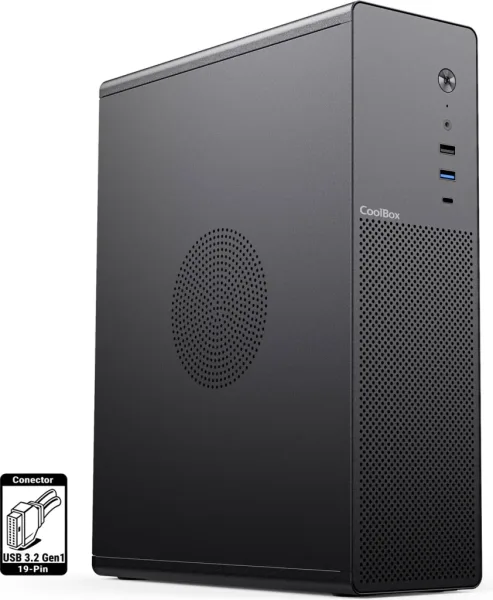 Caja ordenador coolbox matx slim t100 USB - c 3.2 gen1 full metal s - fte + 1 vent. 90mm