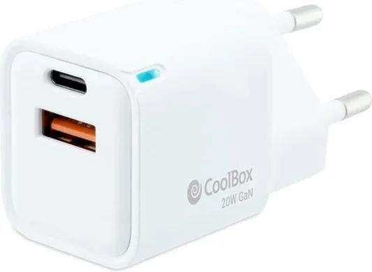 Cargador USB de pared coolbox 20w USB tipo a - USB tipo c