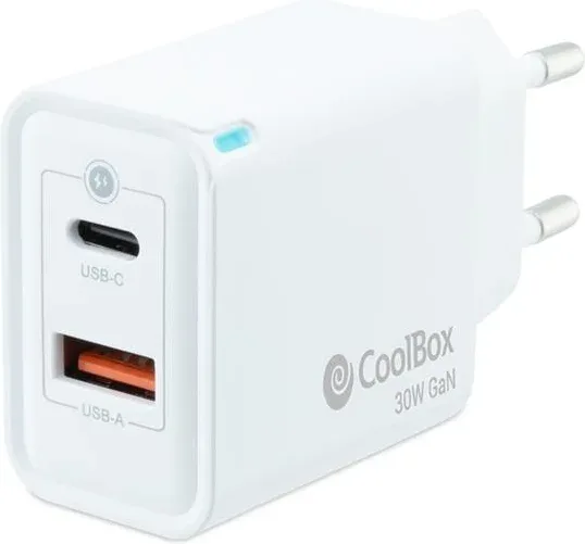 Cargador USB de pared coolbox 30w USB tipo a - USB tipo c
