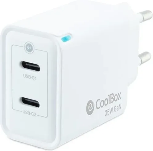 Cargador USB de pared coolbox 35w 2 x USB tipo c