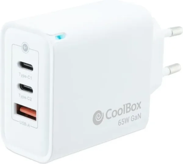 Cargador USB de pared coolbox 65w 2 x USB tipo c - USB tipo a