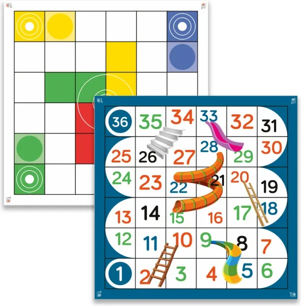 Tapete de parchis + escaleras tilk para robots