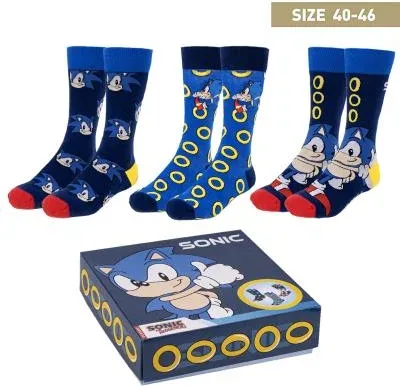 Pack calcetines 3 piezas sonic talla 40 -  46