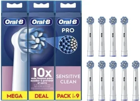 Cabezal de Recambio Braun para cepillo Braun Oral-B Sensitive Clean/ Pack 9 uds