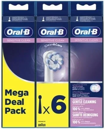 Cabezal de Recambio Braun para cepillo Braun Oral-B Sensitive Clean/ Pack 6 uds