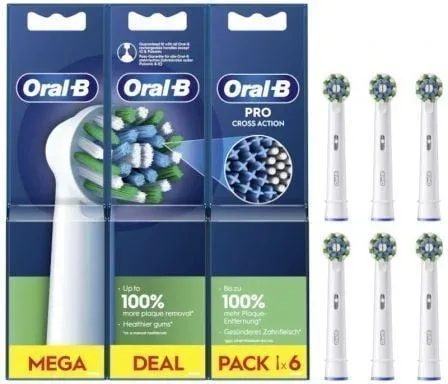 Cabezal de Recambio para cepillo Oral-B Pro Cross Action/ Pack 6 uds