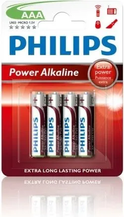 Pack de 4 Pilas AAA Philips LR03P4B/10/ 1.5V/ Alcalinas