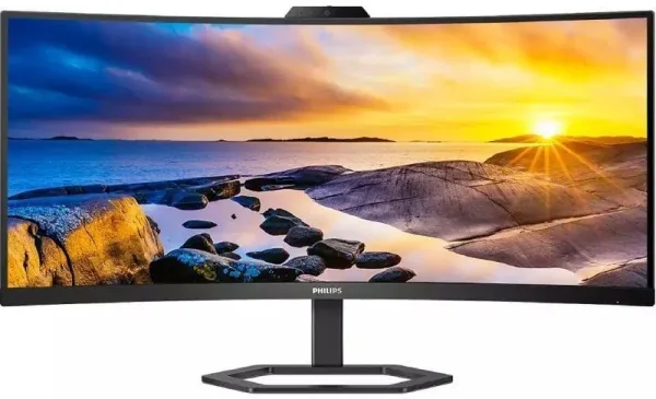 Monitor Profesional Ultrapanorámico Curvo Philips 34E1C5600HE 34"/ WQHD/ Webcam/ Multimedia/ Regulable en altura/ Negro