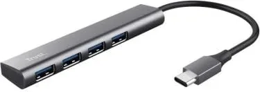 Hub USB Tipo-C Trust Halyx/ 4xUSB/ Gris