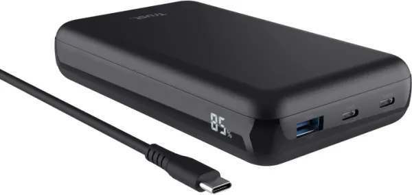 Batería Externa/Powerbank Trust Laro 20000mAh/ 100W/ Negra/ Compatible con Portátiles