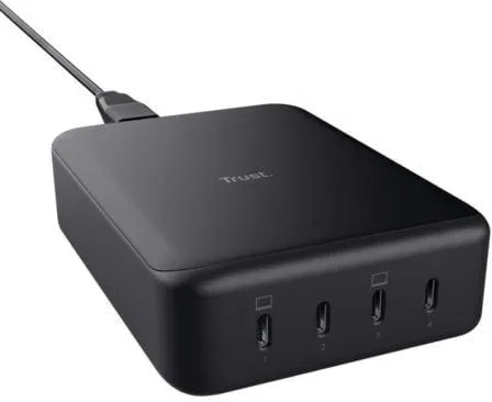 Cargador de Pared GaN Trust Maxo/ 4xUSB Tipo-C/ 240W/ Automático/ Voltaje 5-20V
