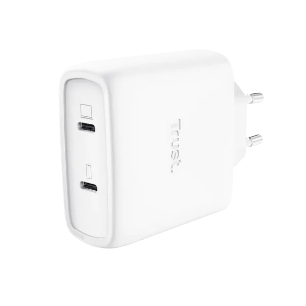 Cargador de Pared GaN Trust Maxo 65W 25526/ 2xUSB Tipo-C/ Incluye Cable USB Tipo-C/ 65W
