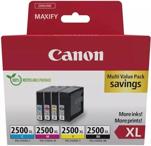 Cartucho de Tinta Original Canon PGI-2500 XL Multipack Alta Capacidad/ Cian/ Magenta/ Amarillo/ Negro