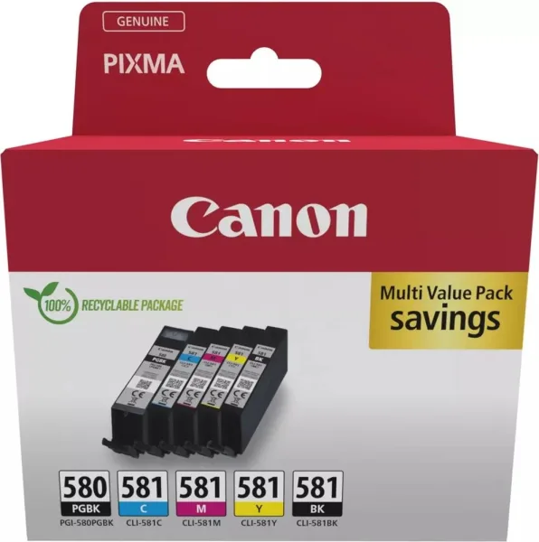 Cartucho de Tinta Original Canon PGI-580 PB + CLI-581Multipack/ Cian/ Magenta/ Amarillo/ Negro