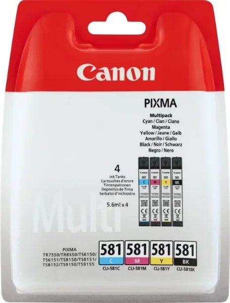 Multipack 4 Cartuchos Canon Tinta Cli-581 Bk/C/M/Y