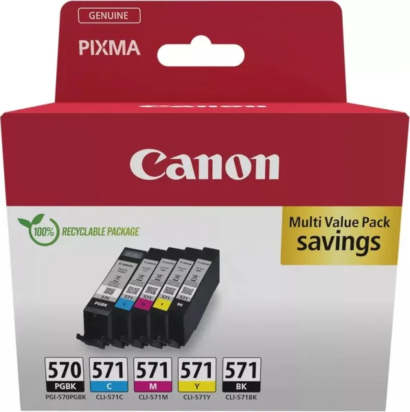 Cartucho de Tinta Original Canon PGI-570 + CLI-571 Multipack/ Cian/ Magenta/ Amarillo/ Negro