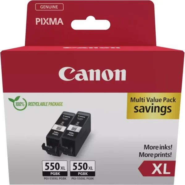 Pack cartucho tinta canon pgi - 550xl negro 2 uds