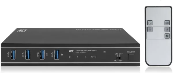 Conmutador kvm act connectivity 2 puertos USB - c  - HDMI -  4K -  2pc