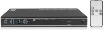 Conmutador kvm act connectivity 4 puertos DisplayPort 4K