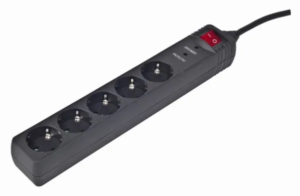 Regleta Gembird 5 Tomas Proteccion Antipicos Negro 1,5M